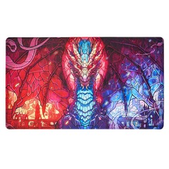 ARCANE FORTRESS: STAINED GLASS: FIRE AND ICE DRAGON STANDARD PLAYMAT (24-INCH X 14-INCH)